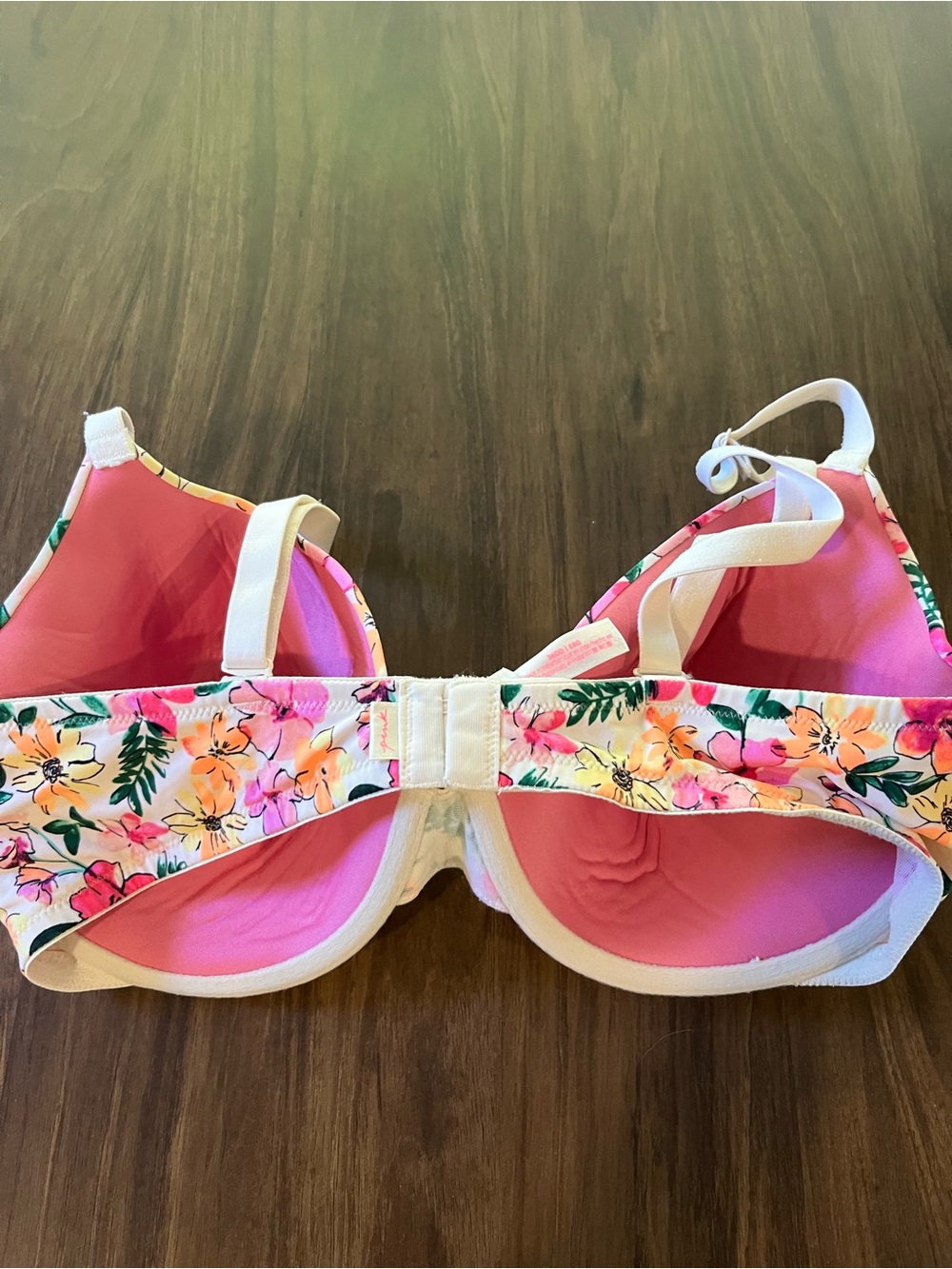 Floral Print Padded Bra in Pink, Yellow & Green - Picture 2 of 4